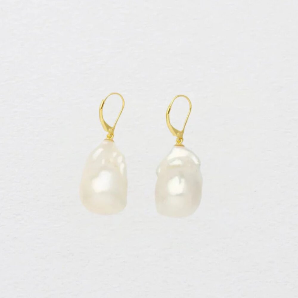 Reliquia natural "cocoon" pearl baroque drop earrings in real silver - Picture 4 of 9